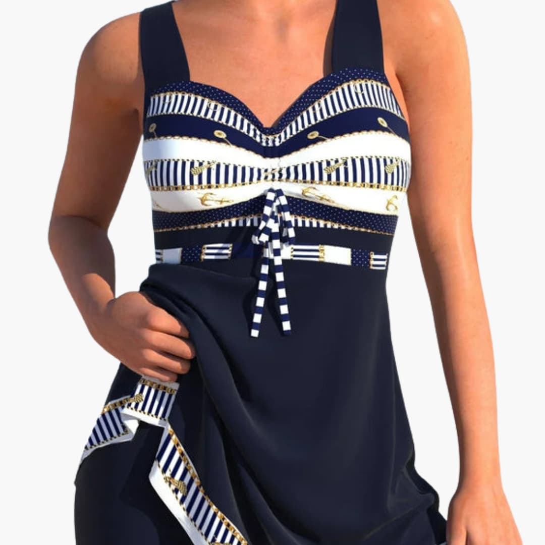 Women's Patchwork Tankini Swimsuit Set
