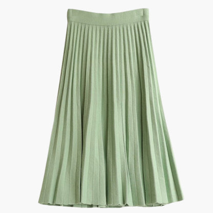 Women's Pleated Maxi Skirt Elastic Waist Ribbed