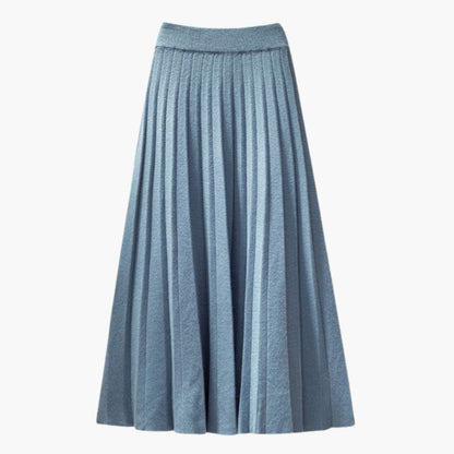 Women's Pleated Maxi Skirt Elastic Waist Ribbed