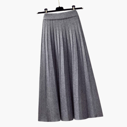 Women's Pleated Maxi Skirt Elastic Waist Ribbed