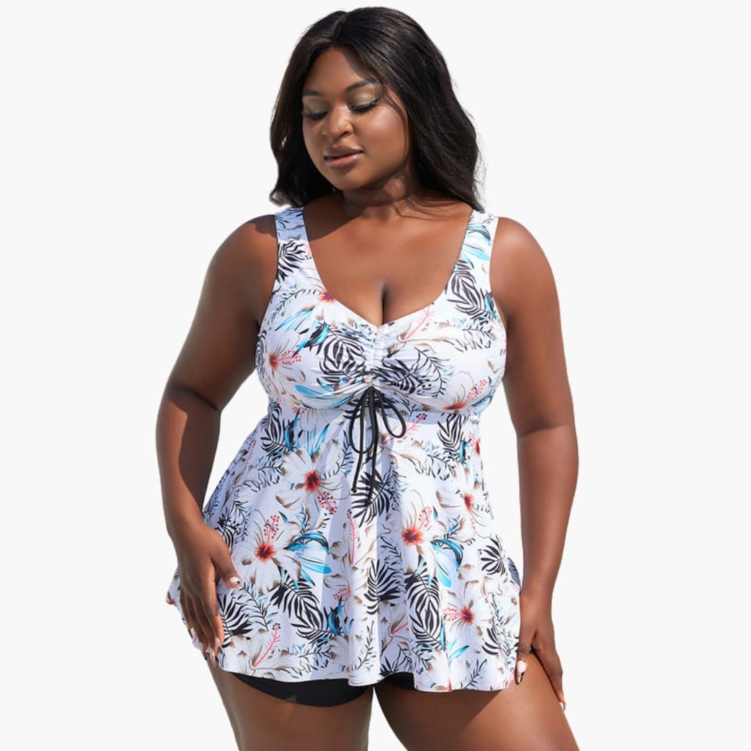 Women's Plus Size Floral Tankini Swimsuit Set - VibreMode