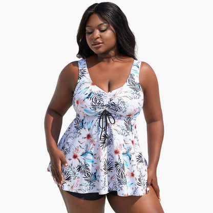 Women's Plus Size Floral Tankini Swimsuit Set - VibreMode