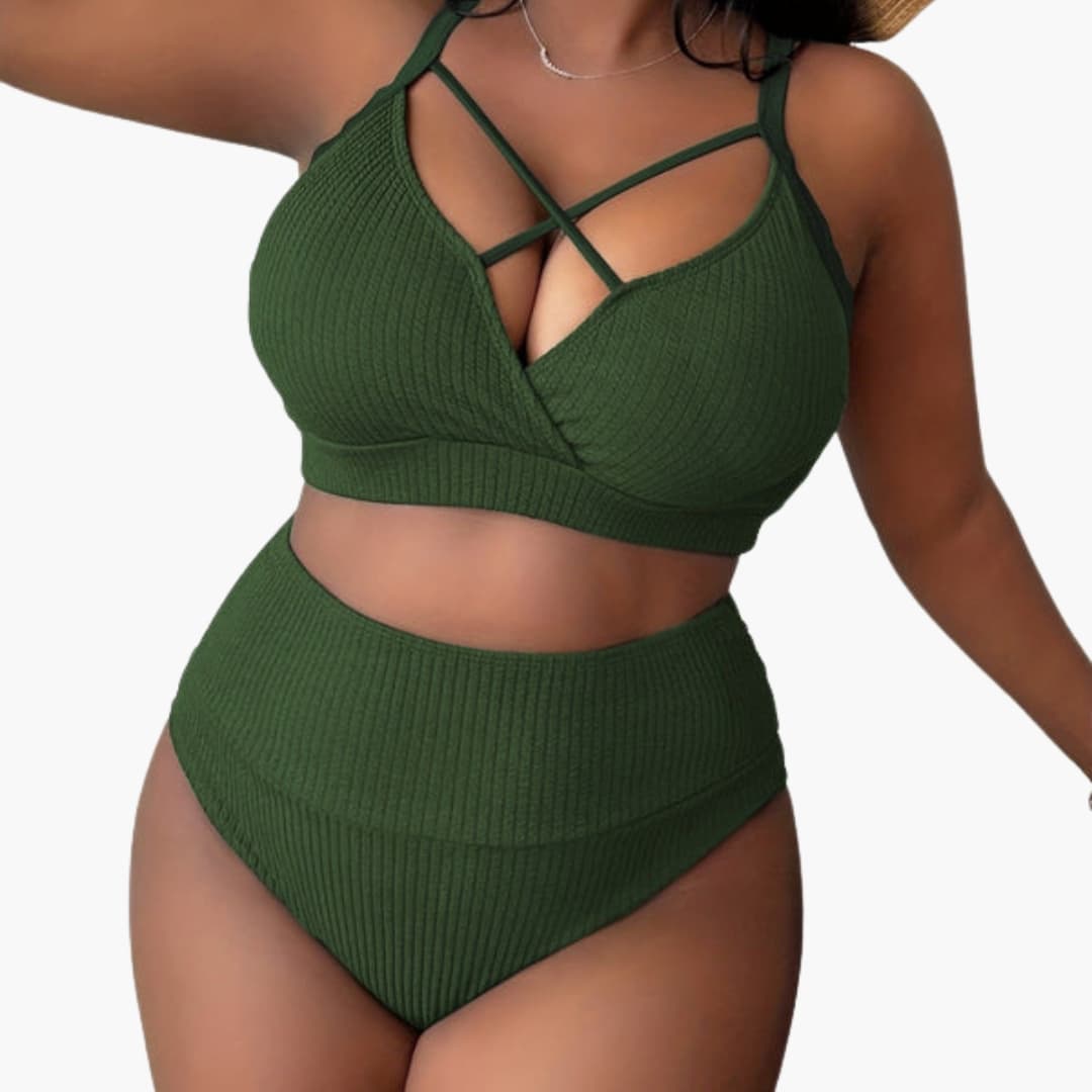 Women's Plus Size High Waisted Bikini Set