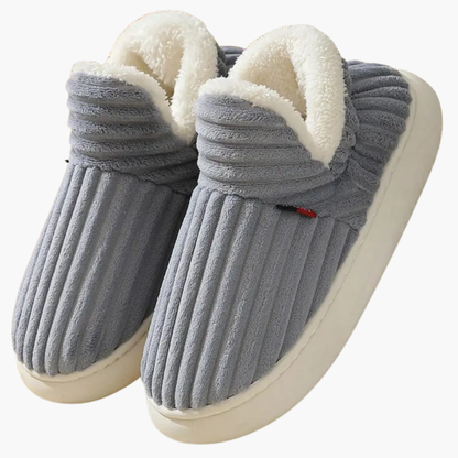 Women's Plush Slippers Ribbed Indoor Footwear