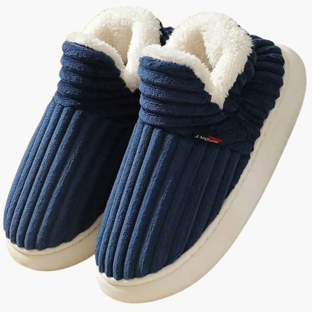 Women's Plush Slippers Ribbed Indoor Footwear