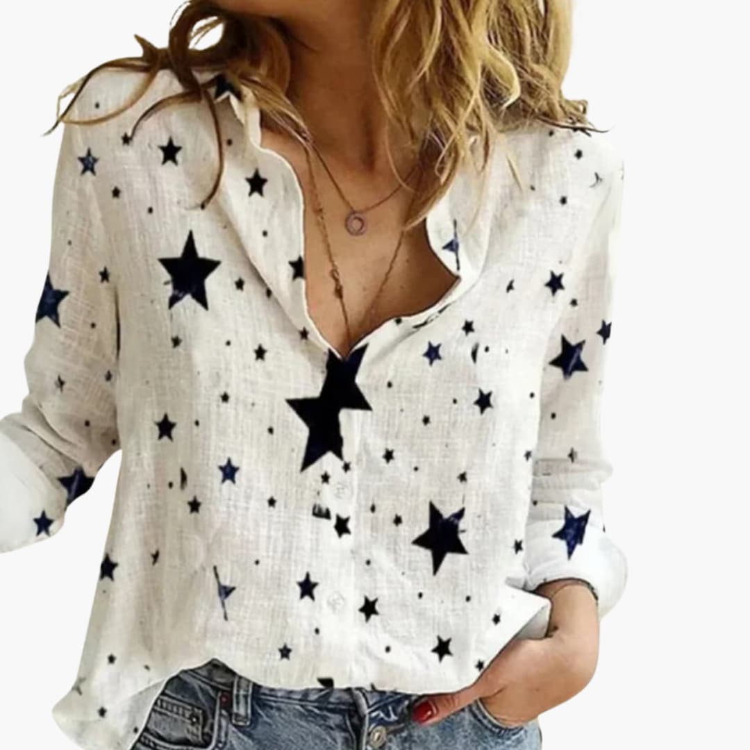 Women's Long Sleeve Blouse Polka Dot Woven