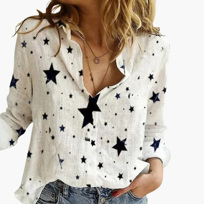 Women's Long Sleeve Blouse Polka Dot Woven