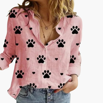 Women's Long Sleeve Blouse Polka Dot Woven