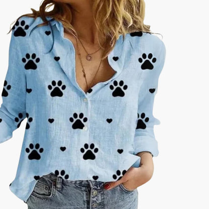 Women's Long Sleeve Blouse Polka Dot Woven