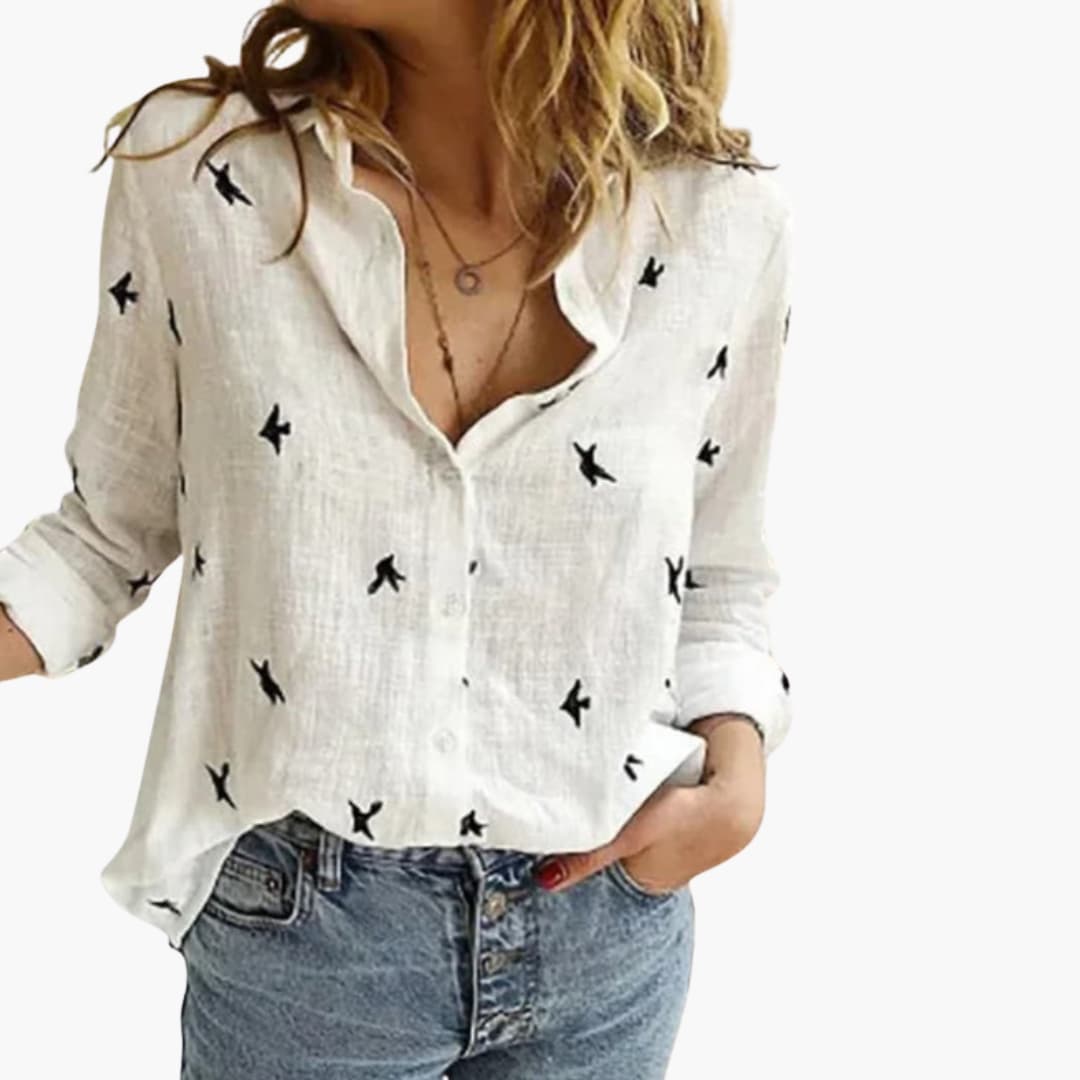 Women's Long Sleeve Blouse Polka Dot Woven