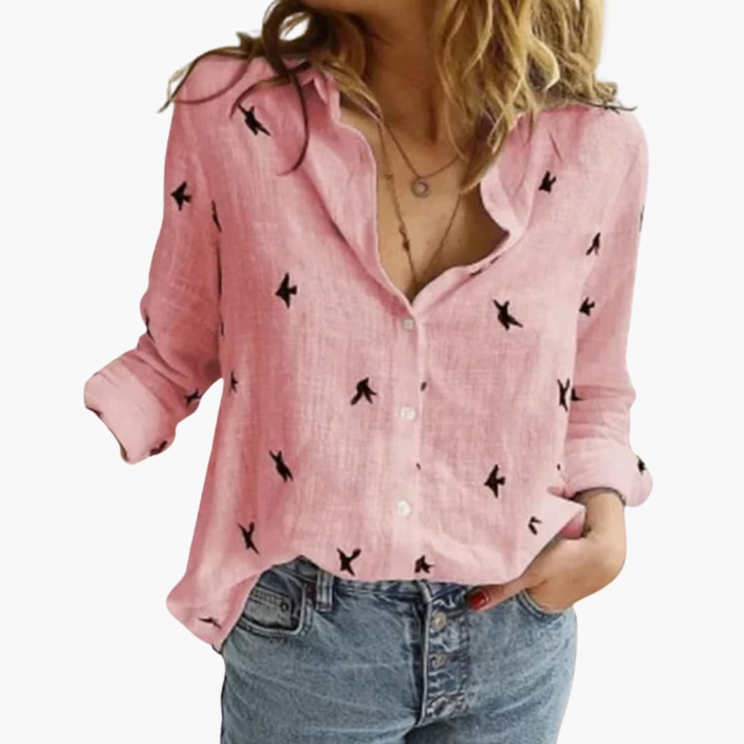 Women's Long Sleeve Blouse Polka Dot Woven