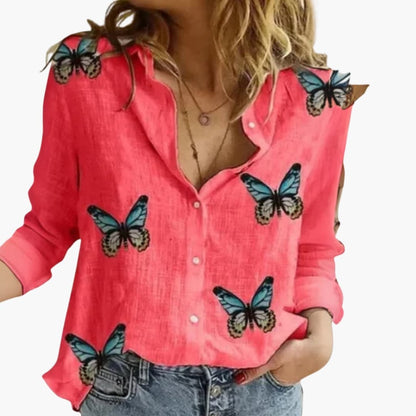 Women's Long Sleeve Blouse Polka Dot Woven