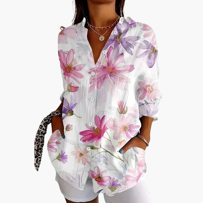 Women's Short Sleeve Blouse Loose Fit Printed