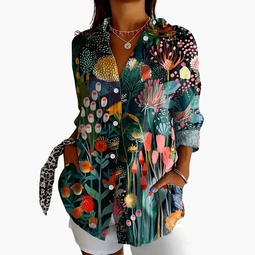 Women's Short Sleeve Blouse Loose Fit Printed