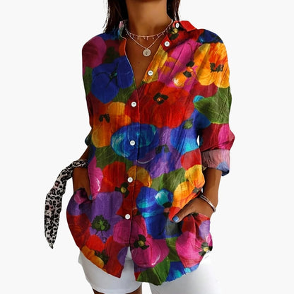 Women's Short Sleeve Blouse Loose Fit Printed