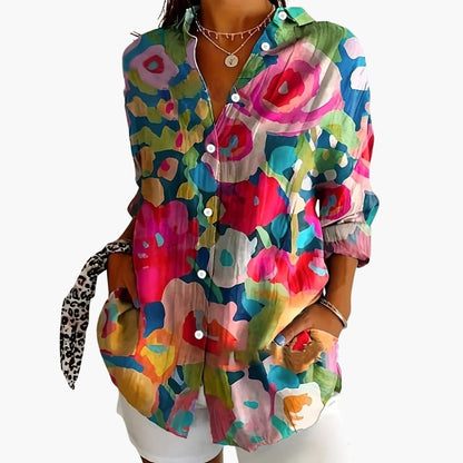 Women's Short Sleeve Blouse Loose Fit Printed