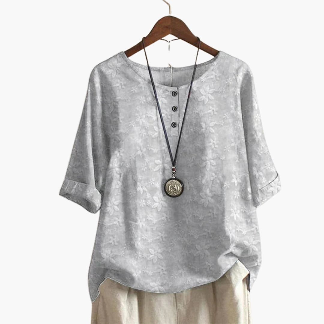 Women's Long Sleeve Blouse Loose Fit Printed Cotton