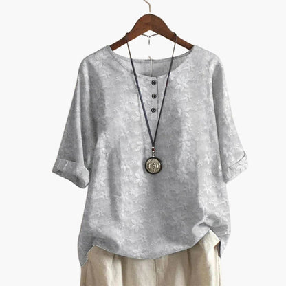 Women's Long Sleeve Blouse Loose Fit Printed Cotton