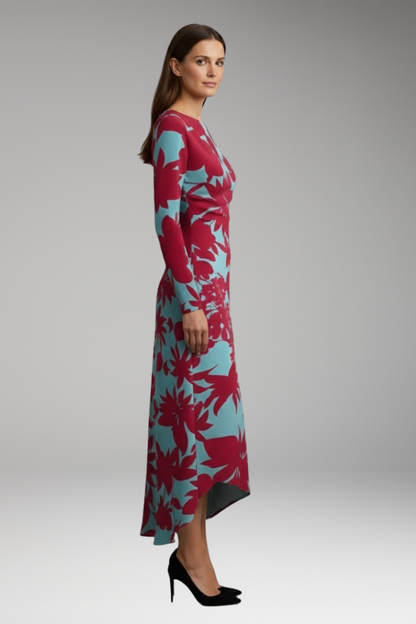 Women's Long Sleeve Printed Dress Irregular Hem