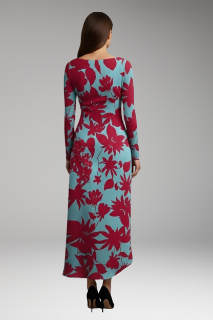 Women's Long Sleeve Printed Dress Irregular Hem