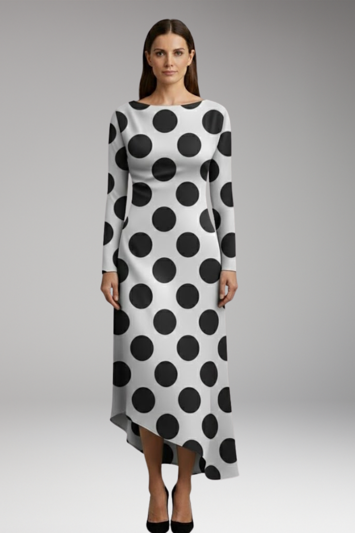 Women's Long Sleeve Printed Dress Irregular Hem