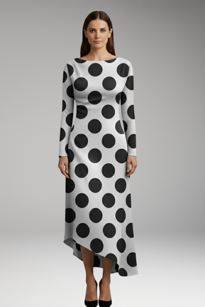 Women's Long Sleeve Printed Dress Irregular Hem