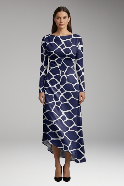 Women's Long Sleeve Printed Dress Irregular Hem