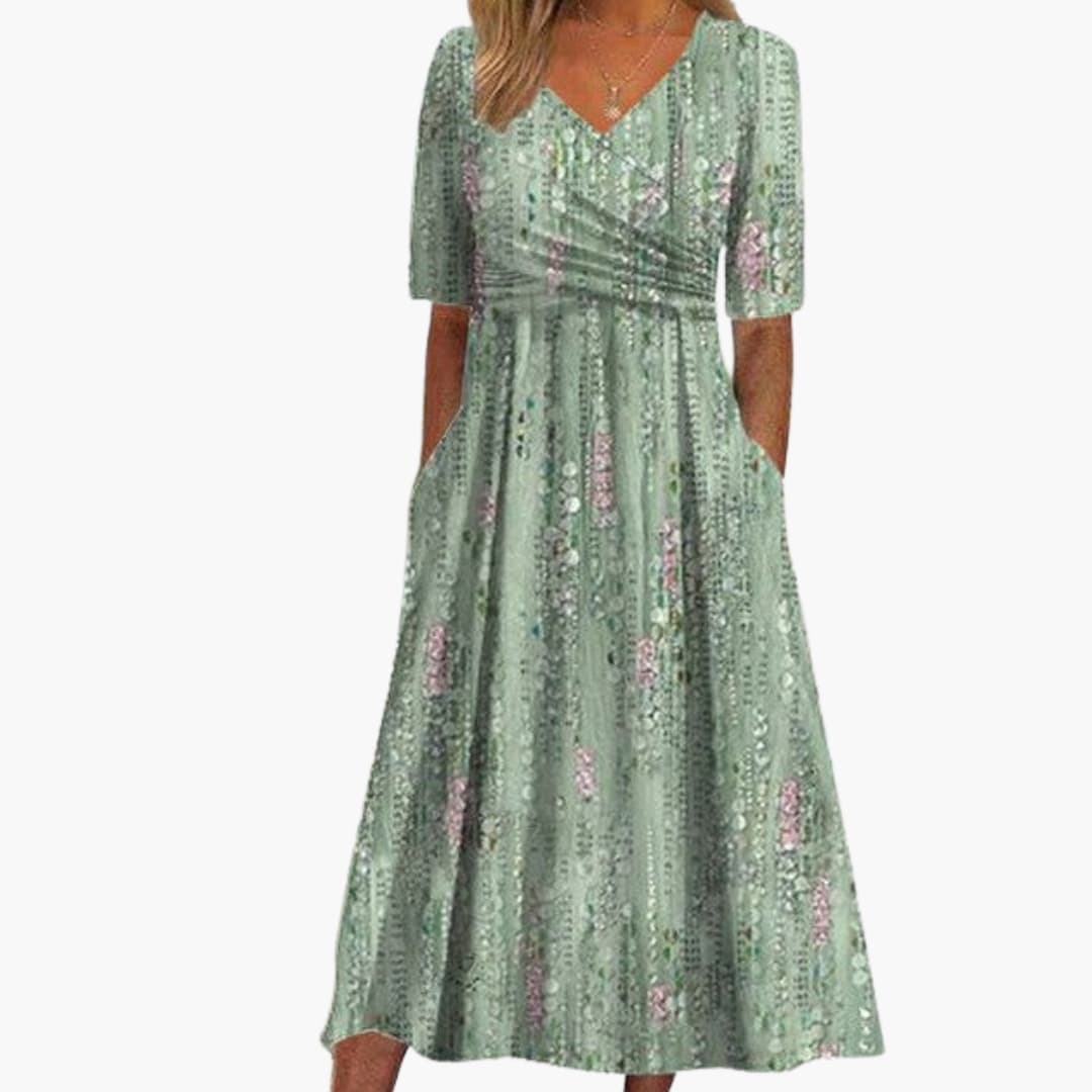 Women's Sleeveless A-Line Maxi Dress Full Length Printed - VibreMode