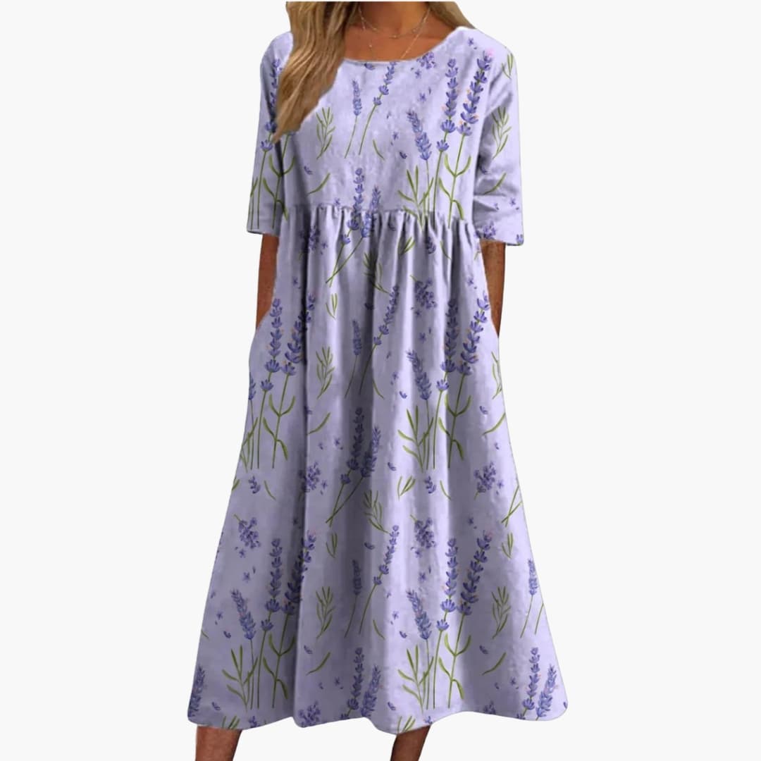 Women's Short Sleeve Midi Dress Loose Fit Summer Print Dress