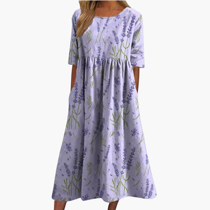 Women's Short Sleeve Midi Dress Loose Fit Summer Print Dress