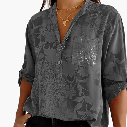 Women's Short Sleeve Button-Down Blouse Pocket Shirt