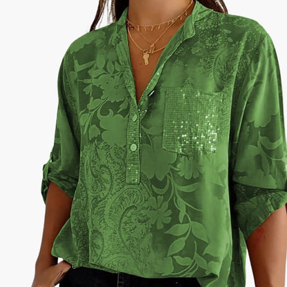 Women's Short Sleeve Button-Down Blouse Pocket Shirt