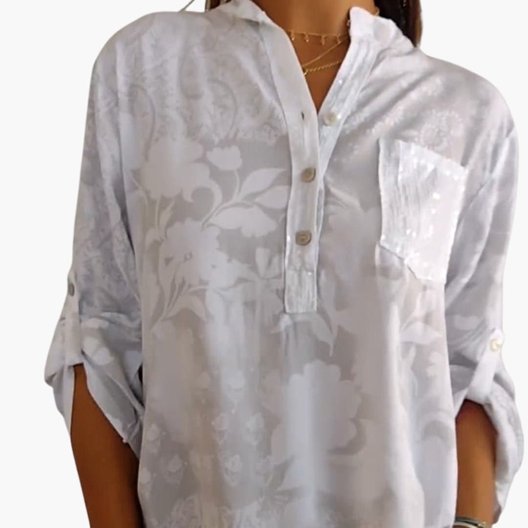 Women's Short Sleeve Button-Down Blouse Pocket Shirt - VibreMode