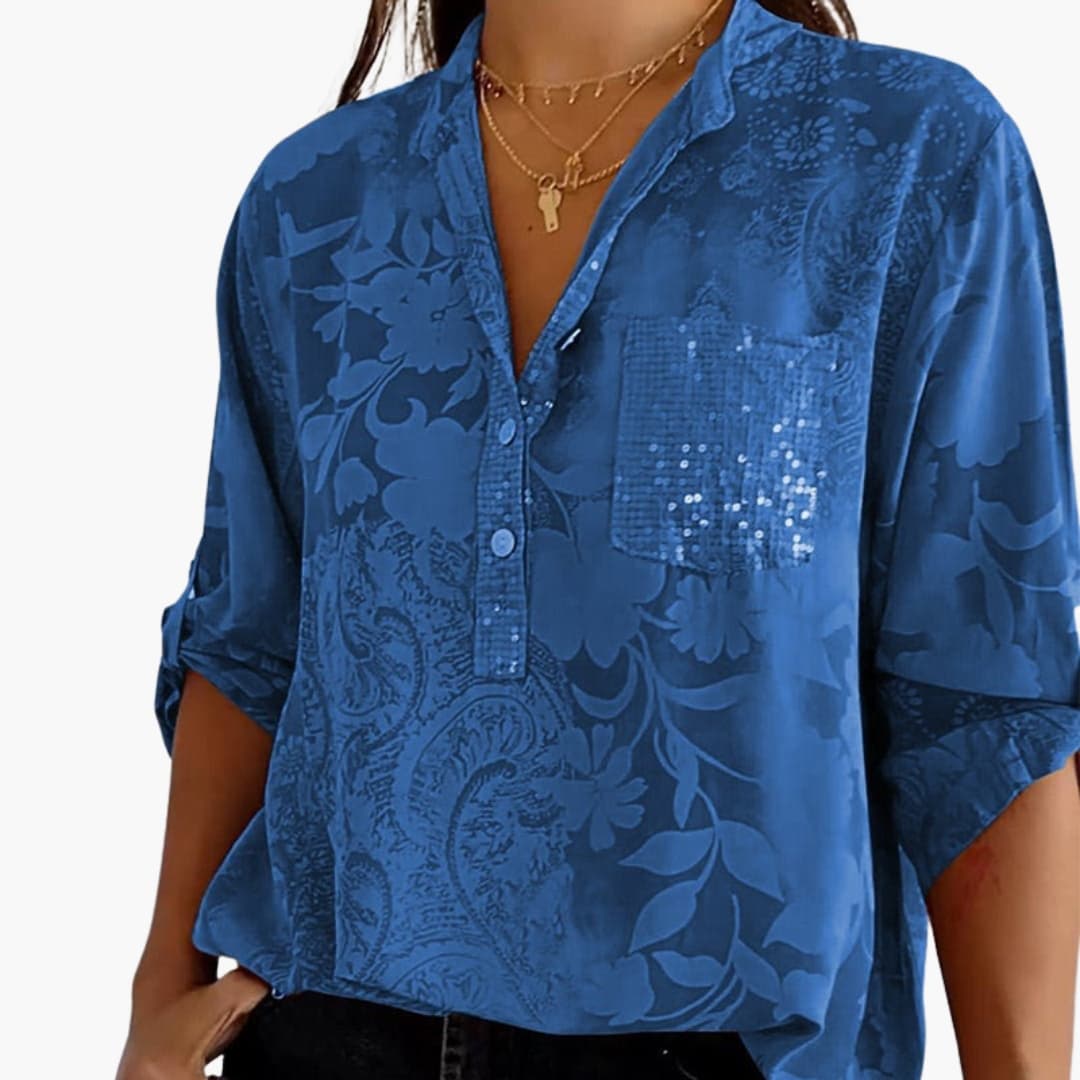 Women's Short Sleeve Button-Down Blouse Pocket Shirt