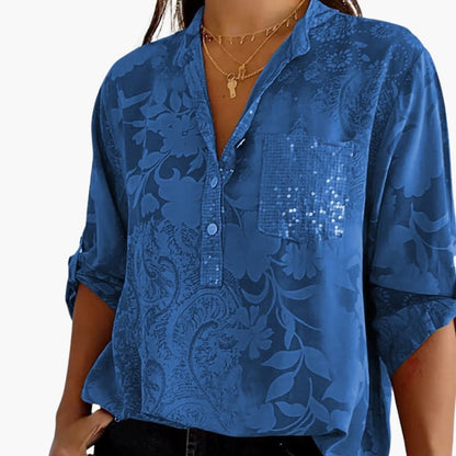 Women's Short Sleeve Button-Down Blouse Pocket Shirt