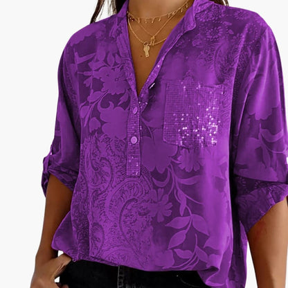 Women's Short Sleeve Button-Down Blouse Pocket Shirt