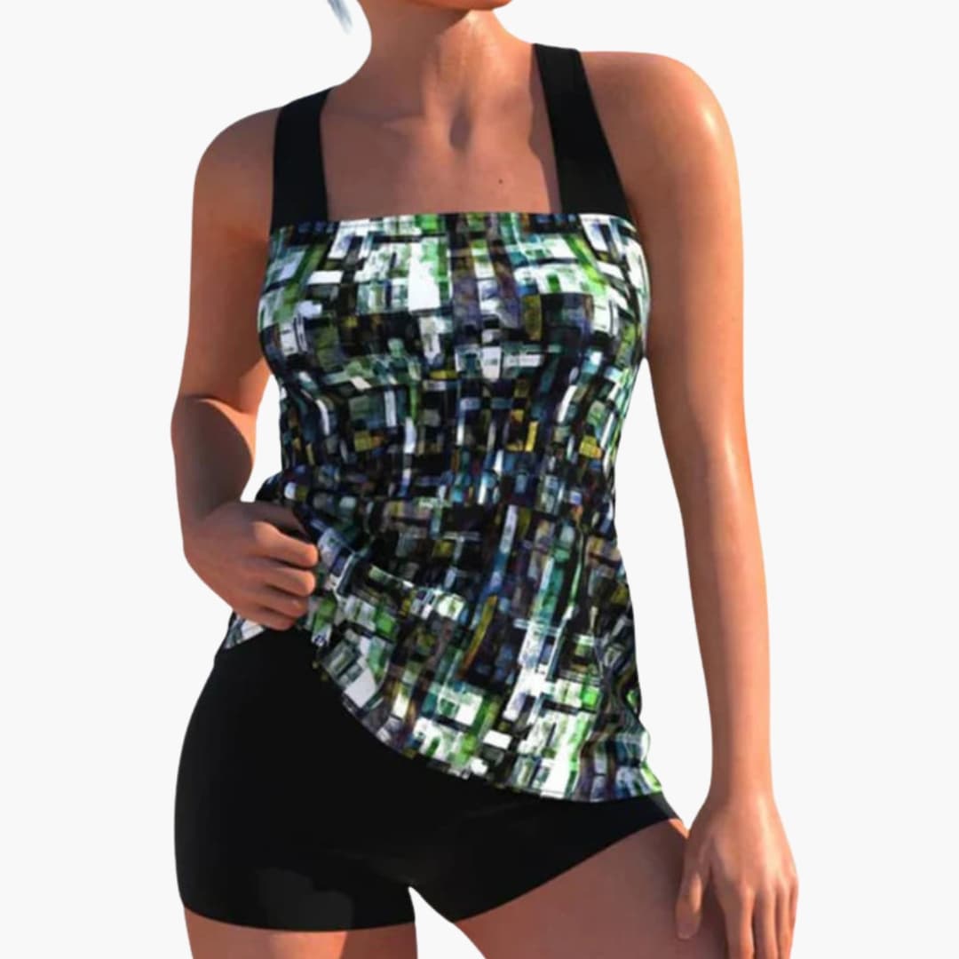 Women's Tankini Swimsuit Printed and Shorts - VibreMode