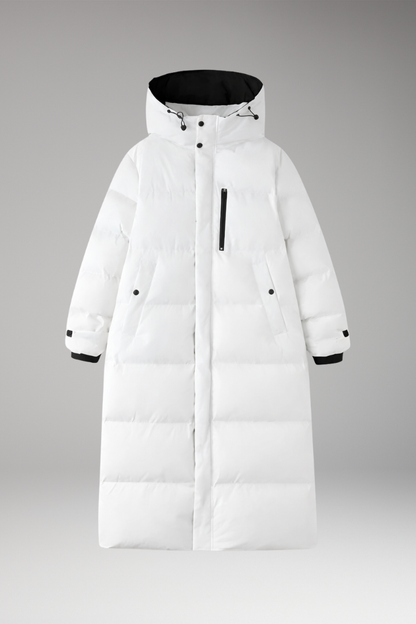Women's Long Quilted Puffer Coat With Hood - VibreMode