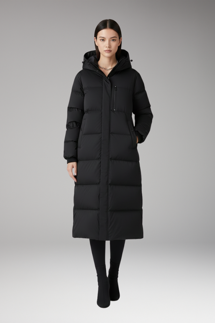 Women's Long Quilted Puffer Coat With Hood