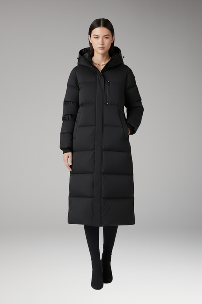 Women's Long Quilted Puffer Coat With Hood