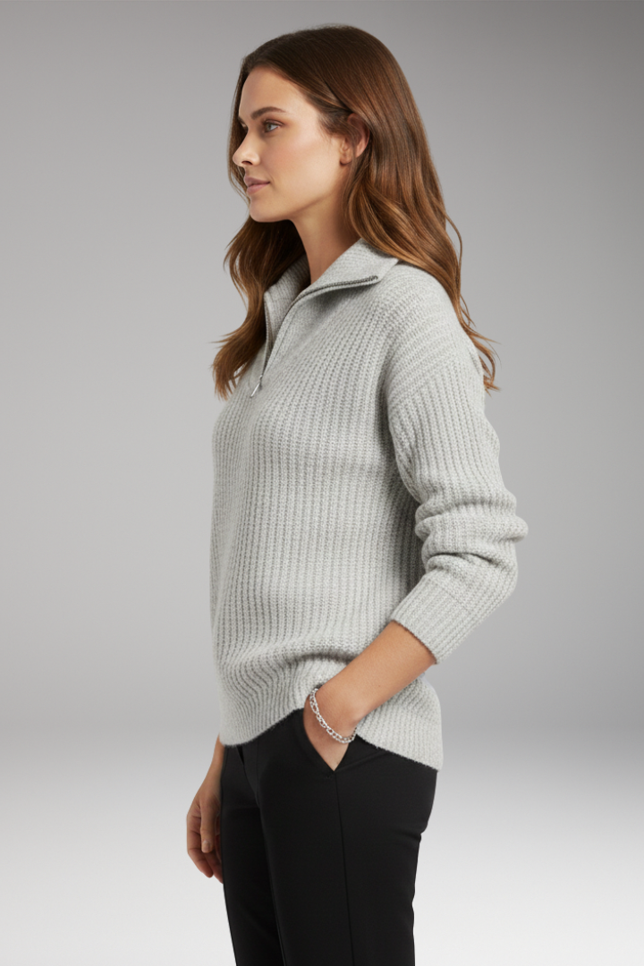 Women's V-Neck Half-Zip Pullover Sweater
