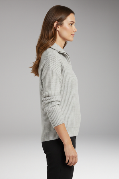 Women's V-Neck Half-Zip Pullover Sweater