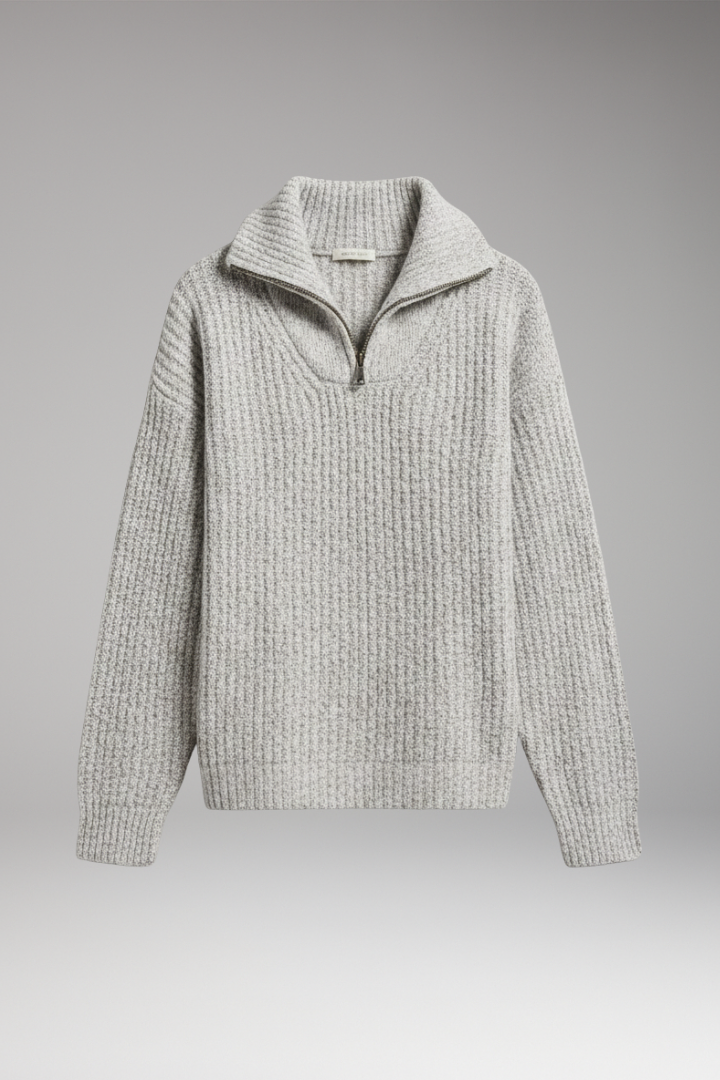 Women's V-Neck Half-Zip Pullover Sweater - VibreMode