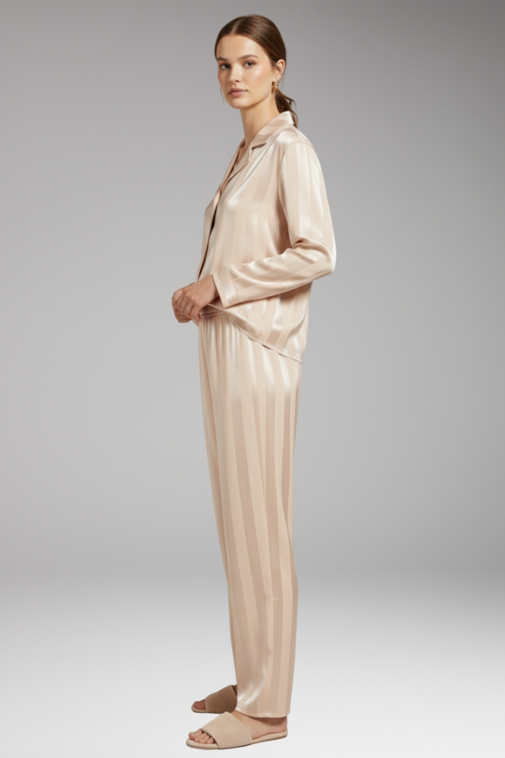Women's Pyjama Set Button Shirt Straight Trousers