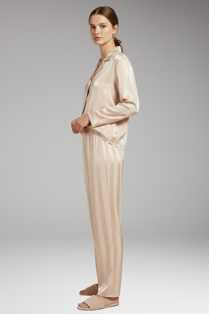 Women's Pyjama Set Button Shirt Straight Trousers