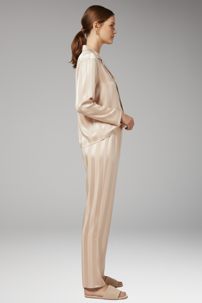 Women's Pyjama Set Button Shirt Straight Trousers