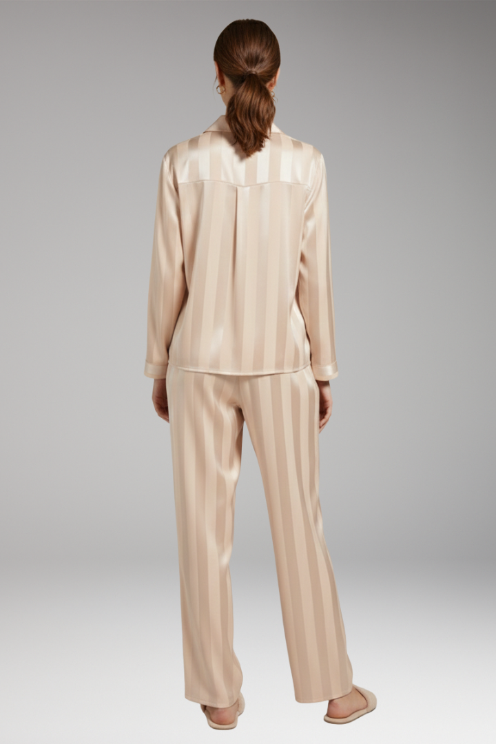 Women's Pyjama Set Button Shirt Straight Trousers