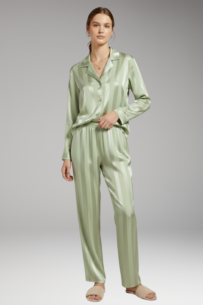 Women's Pyjama Set Button Shirt Straight Trousers