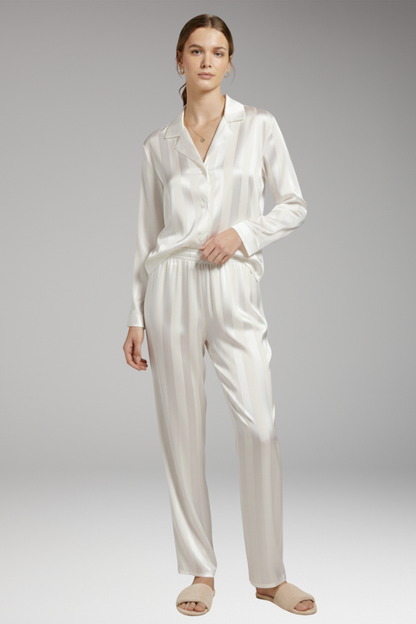 Women's Pyjama Set Button Shirt Straight Trousers