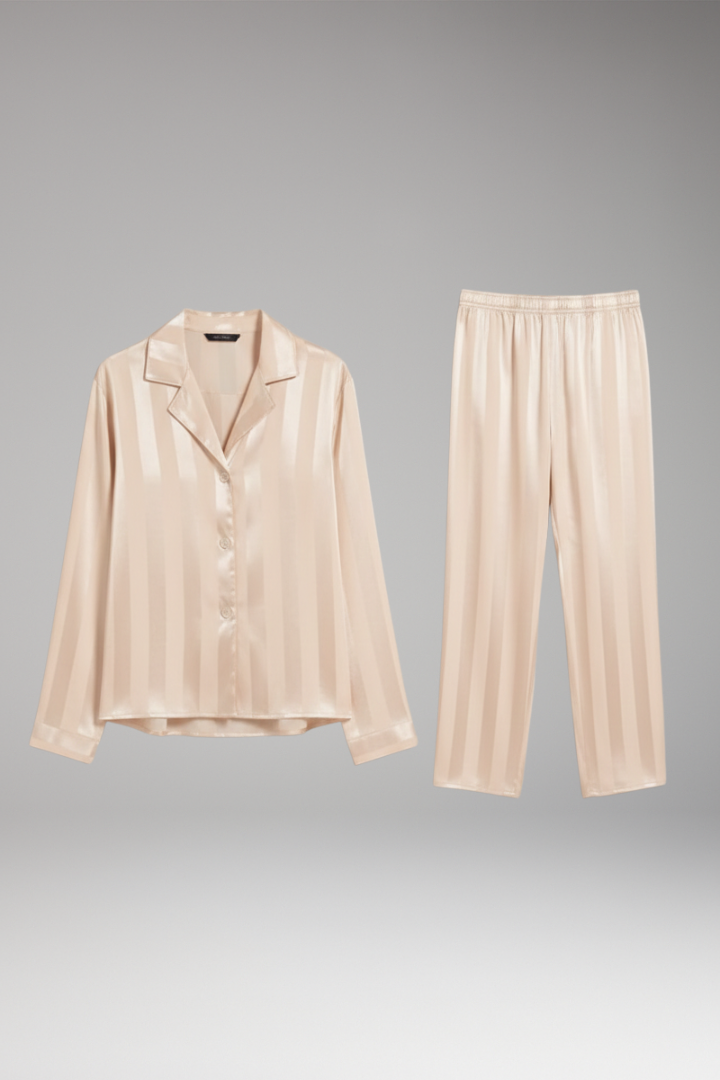 Women's Pyjama Set Button Shirt Straight Trousers - VibreMode